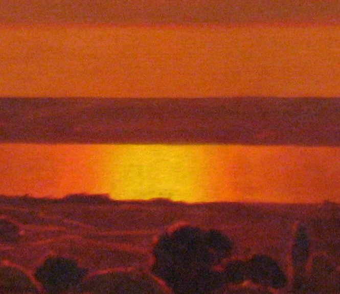 Now look below. The river catches that fire.