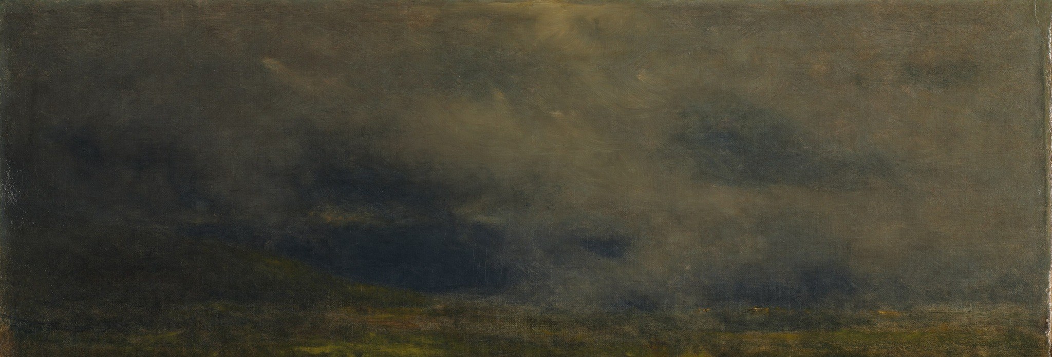Dark clouds gather over the land.