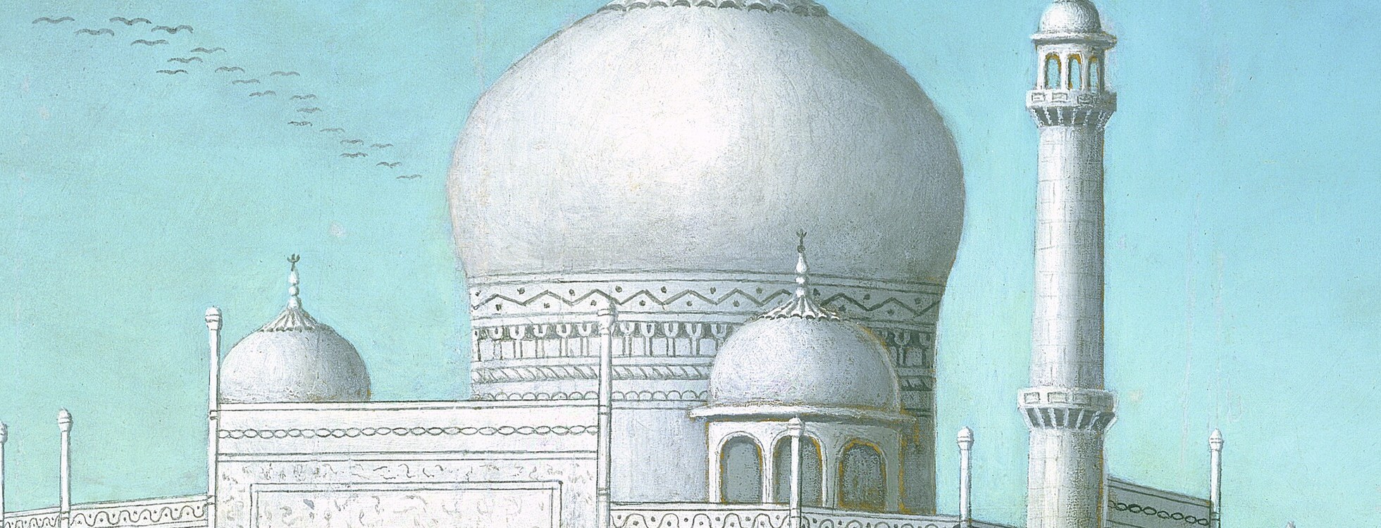 He turns architecture into a pattern: dome, kiosk, dome.