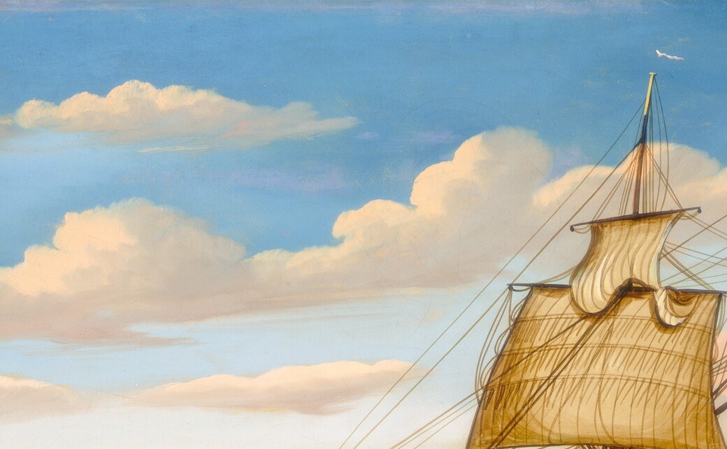 The warm glowing center is Chambers's emotional signature , he consistently used theatrical, almost candy-colored sunsets that feel more Romantic ideal than observed fact.