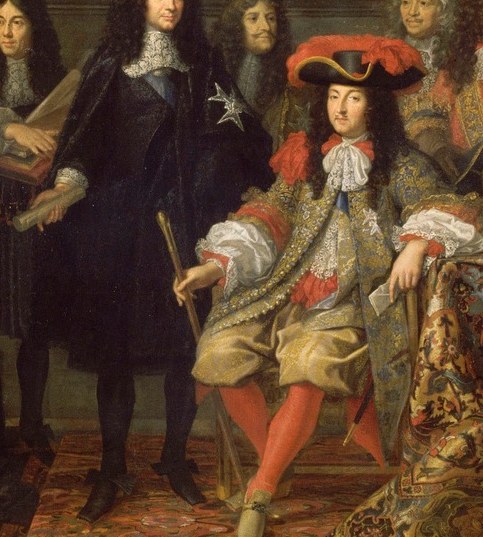 Look at the regal man in red stockings.