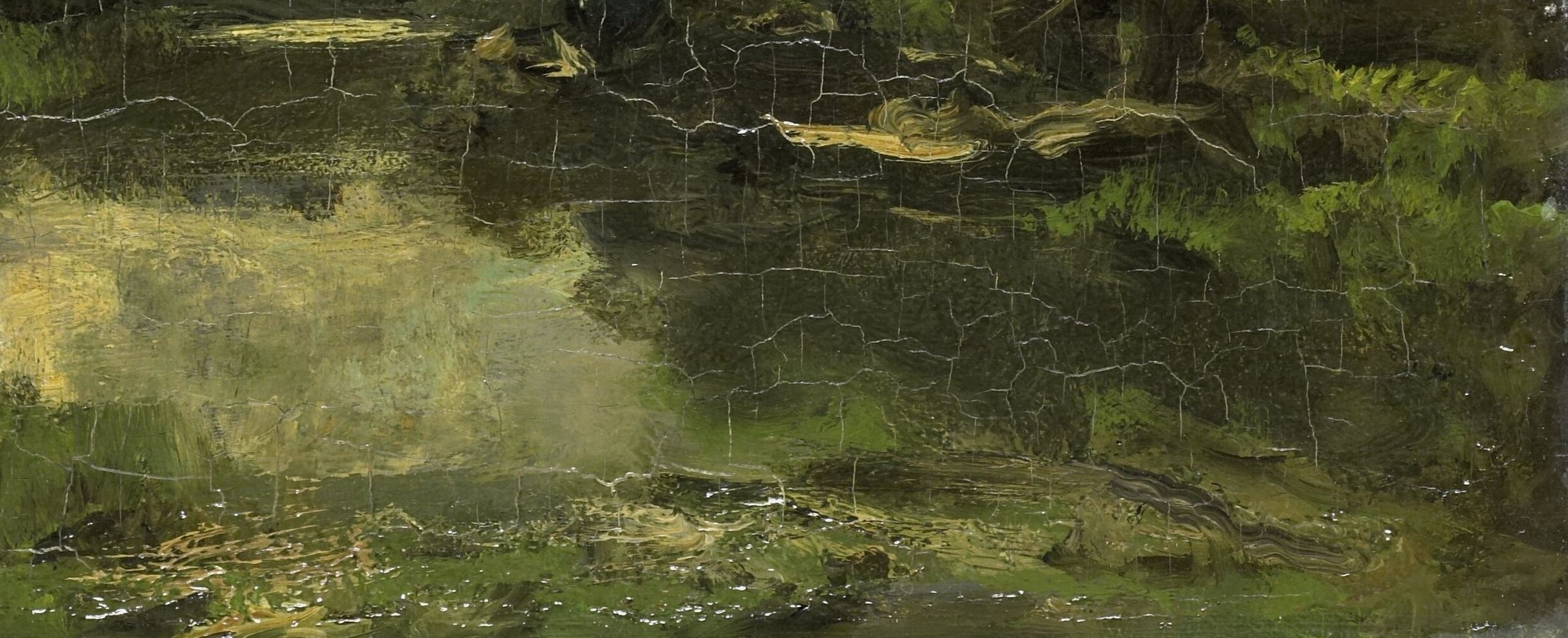 The shimmering reflections create a sense of depth and atmosphere, blurring the line between reality and its mirrored image.