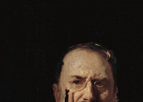 Out of it, a face rises, appraising, direct, unafraid.