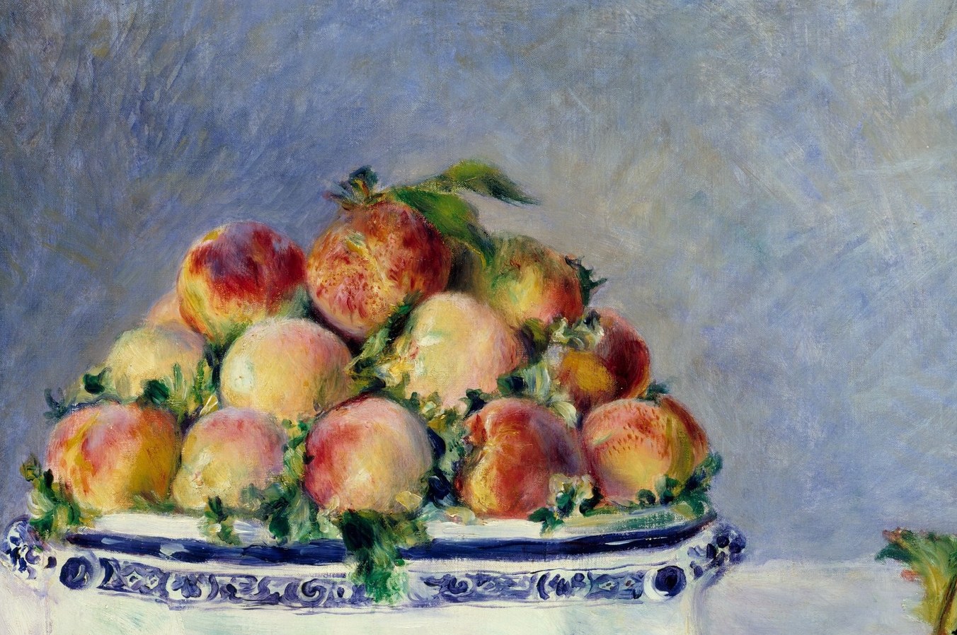 Renoir paints fruit the way he paints skin: warm, soft, alive.