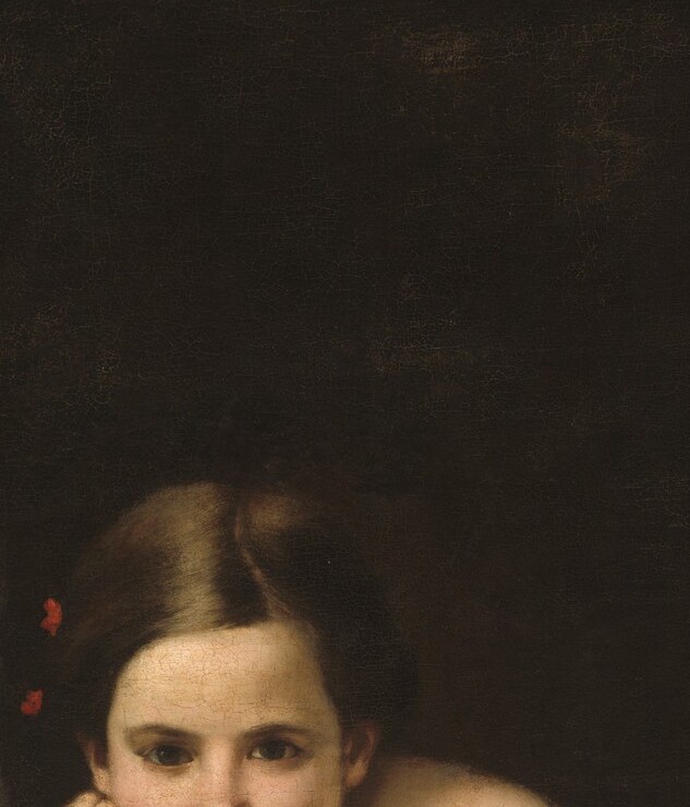 Direct eye contact and an openly amused smile break the fourth wall , unusually candid for 17th-century Spanish painting and the scene's primary emotional hook.