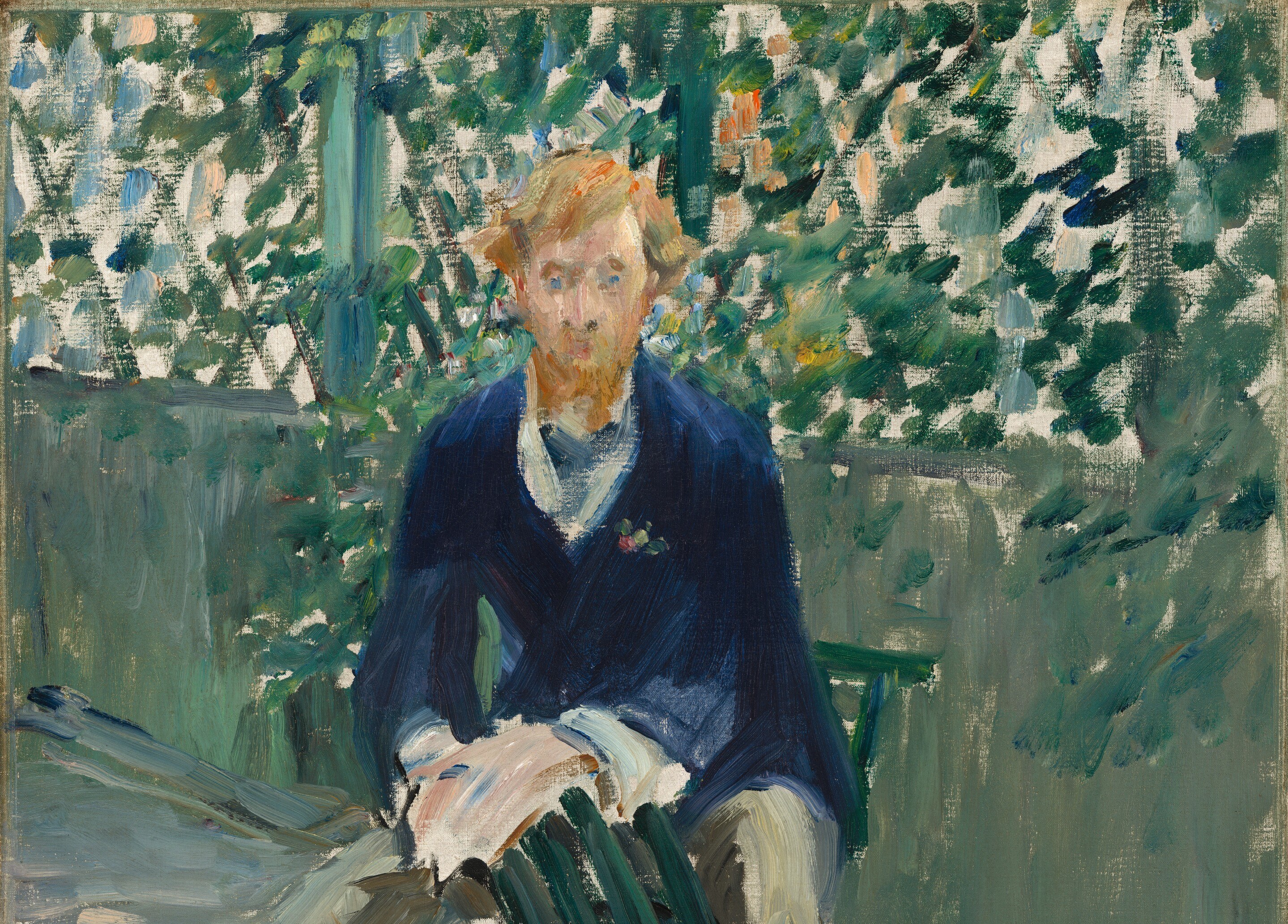 He is captured in a private moment, in the artist's garden.