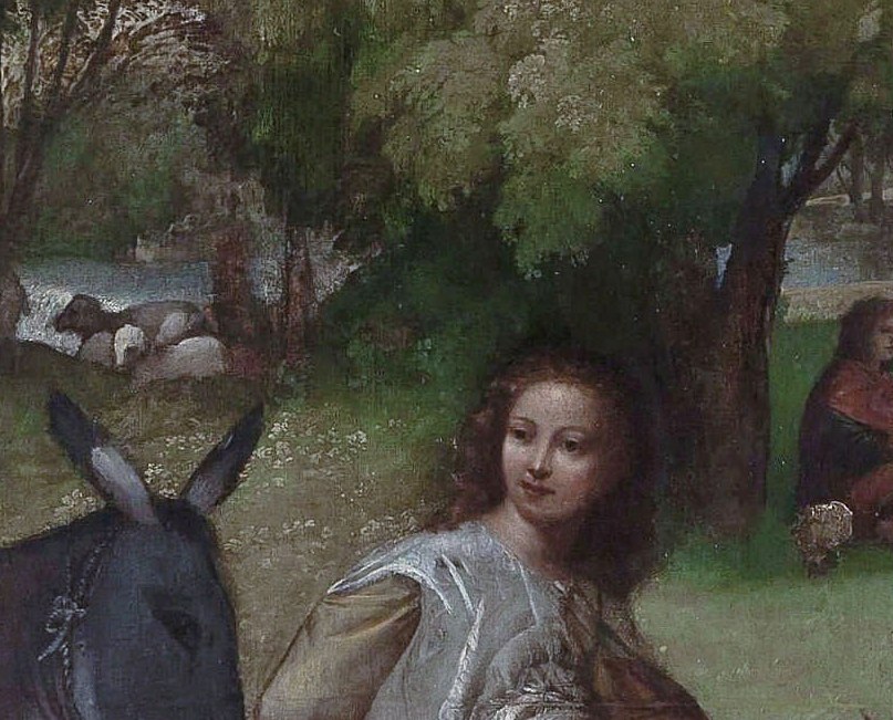 Notice how the faces emerge from the darkness of the trees.