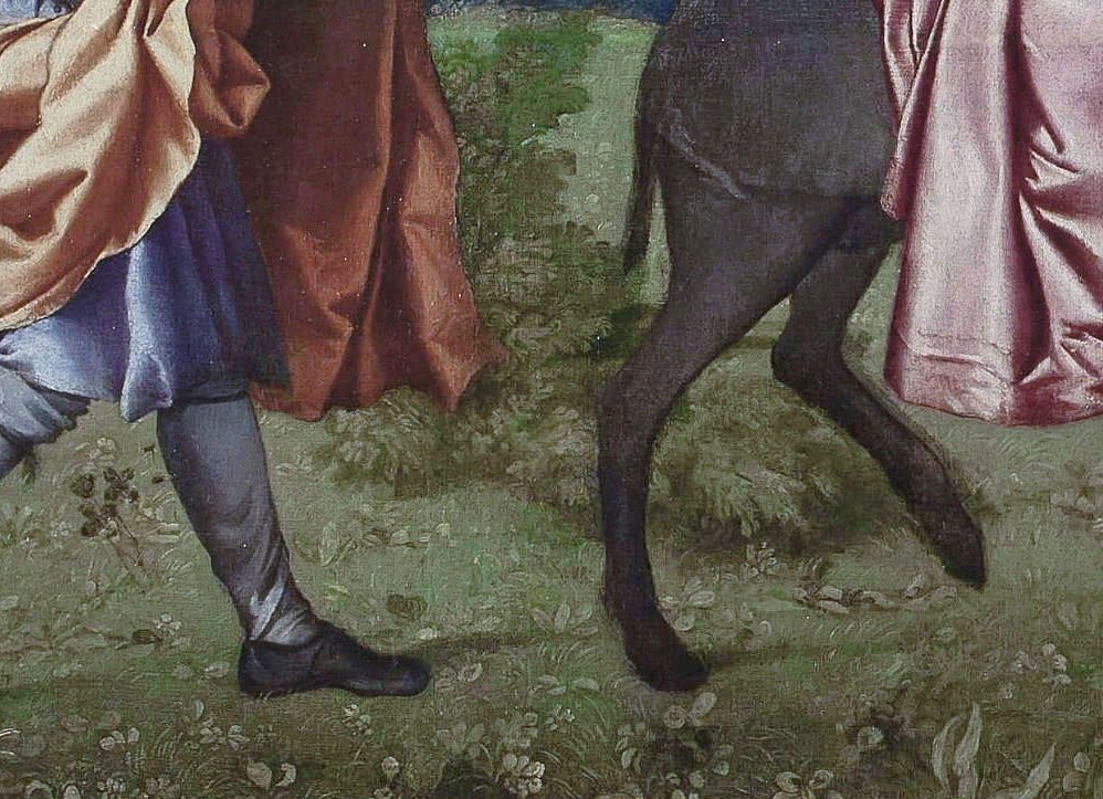 His gesture and gaze suggest guidance and a sense of purpose for the journey.