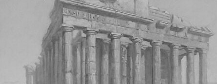 The light hits these columns like a bright, real afternoon.