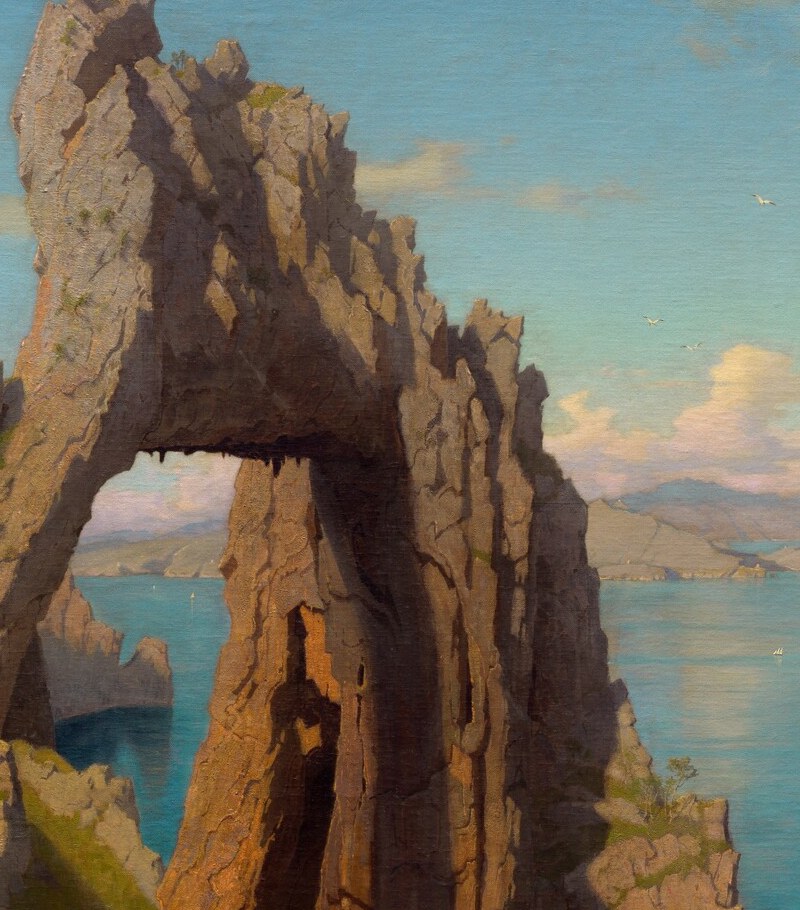The brightest passage in the painting, functioning as a luminous 'inner canvas' , a picture-within-a-picture of pure Mediterranean light that draws the eye like a lantern.