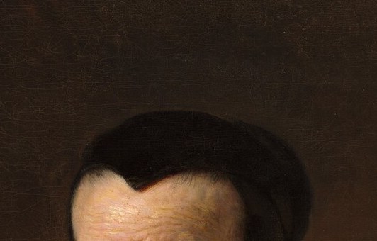 A rare and telling detail: spectacles in a 1637 portrait signal literacy and scholarly status, and Rembrandt renders them with enough glint to feel tactile.