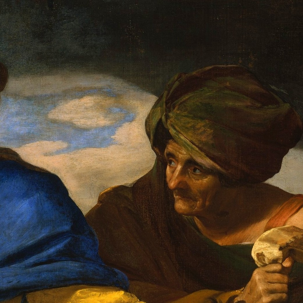 The old servant's weathered face contrasts sharply with Judith's youth and beauty , a Caravaggesque pairing of moral gravity and vulnerability.