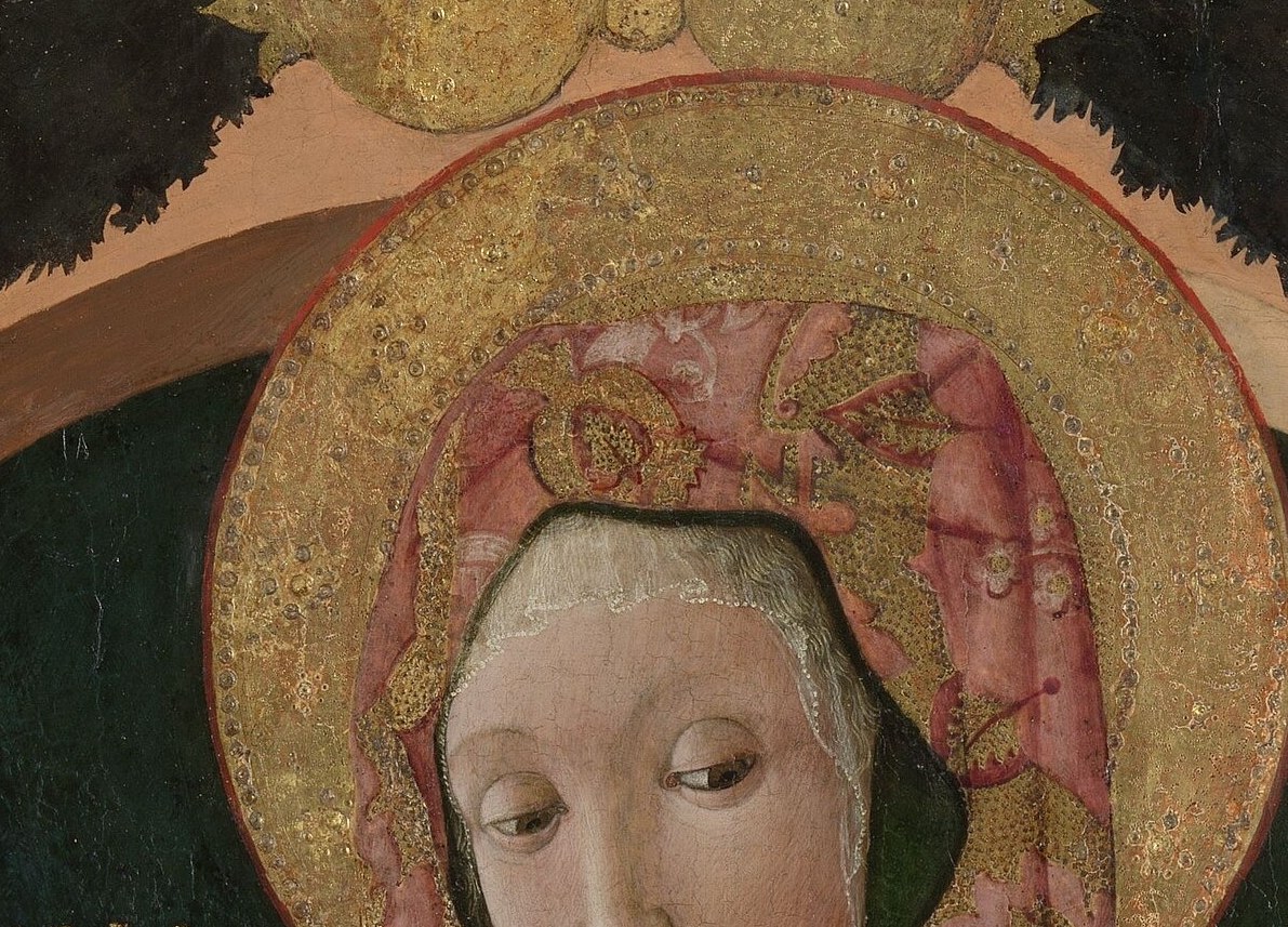 Look closely at the Virgin's halo, a common symbol of divinity.