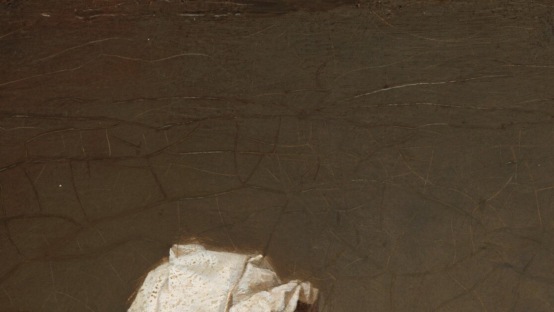 Crisp white against the dark background; the careful folds of working-class headwear signal both station and dignity , Chardin honors it with the same attention he'd give fine lace.