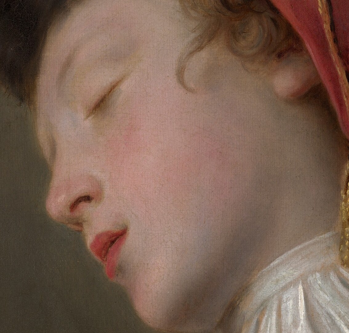 He captures her in a moment of deep, peaceful slumber.