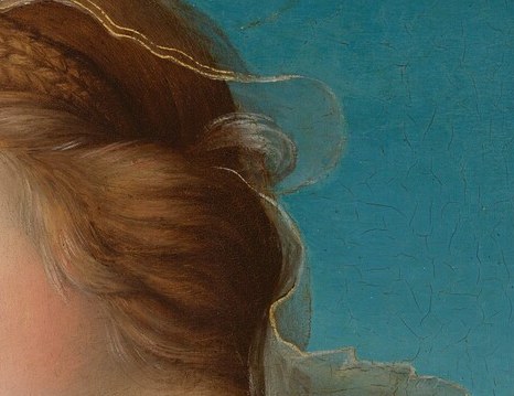 Half-closed lids direct attention inward rather than outward; the shadow they cast is Raphael's subtle sfumato-adjacent softening , meditative love rather than display.