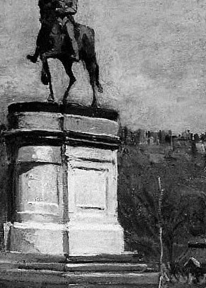 Look at the equestrian statue.
