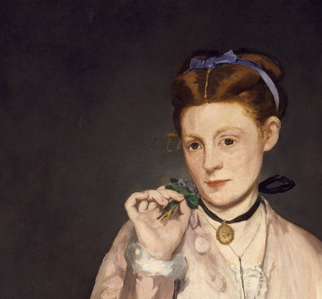 Her expression is composed and slightly averted , she neither invites nor rejects the viewer, a calculated ambiguity Manet gave her repeatedly across his models.