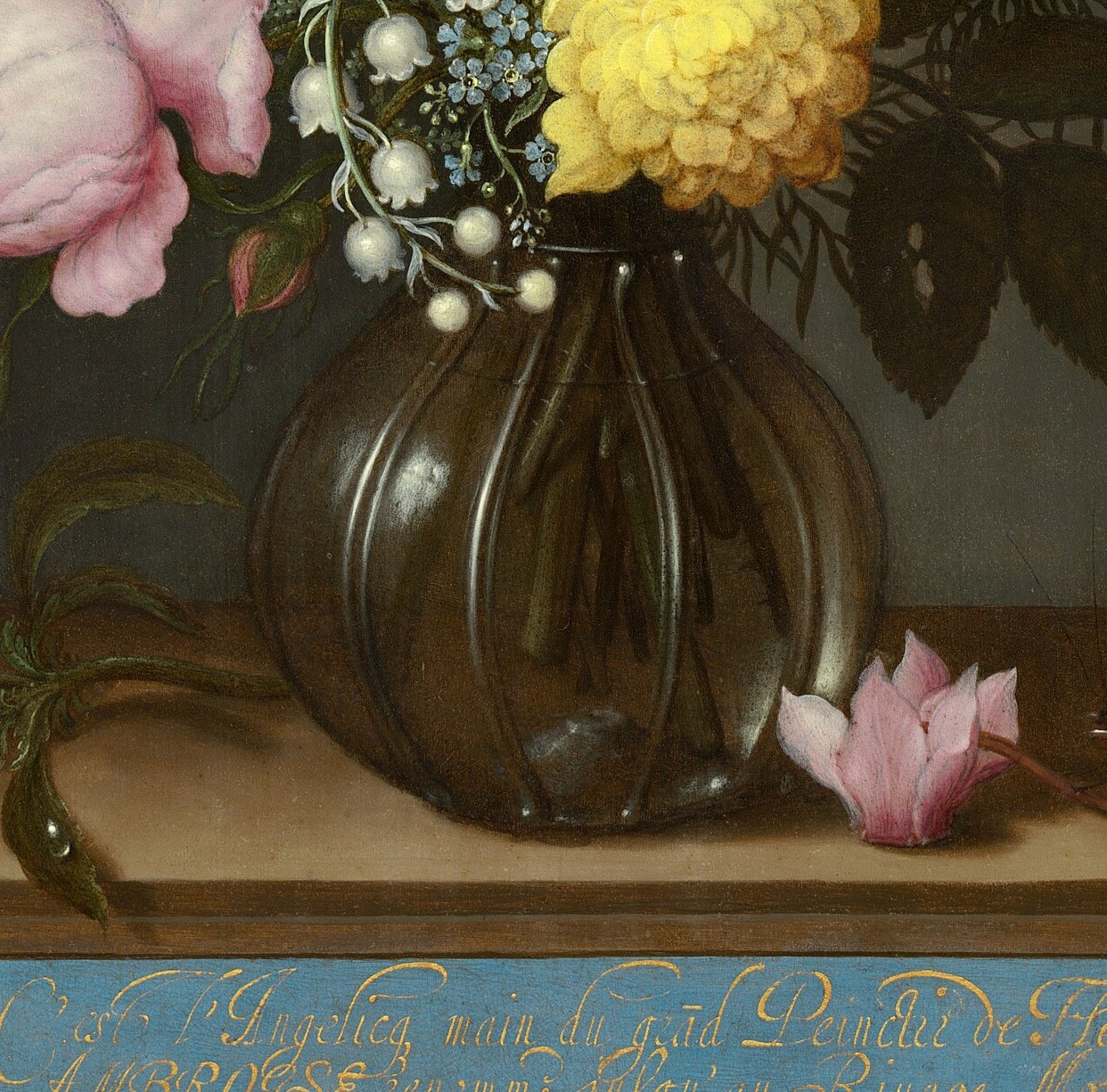 The vase is just paint on copper.