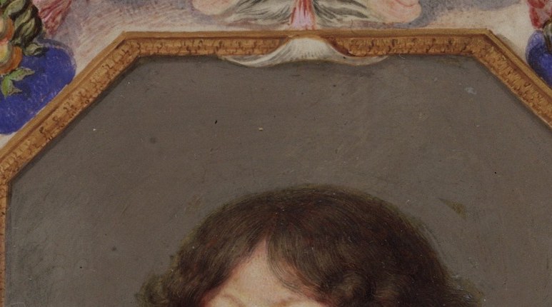 The eyes are lit from the front, creating a lifelike directness that would have been flattering to the patron , a close-up reveals the painter's skill (or limitation) in rendering psychological depth.