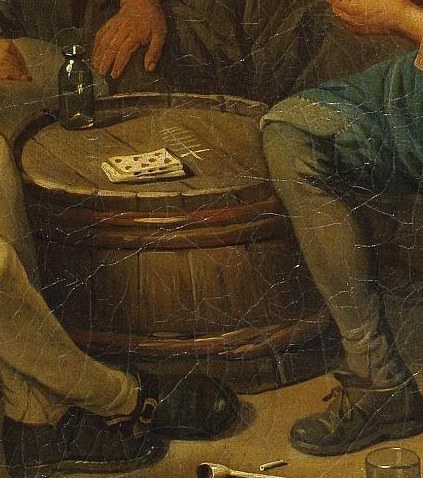 A barrel serves as their table.
