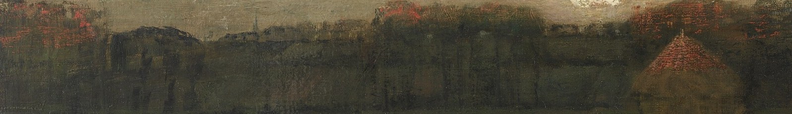 This dark band of structures hints at human presence and community, softened by distance and dusk.