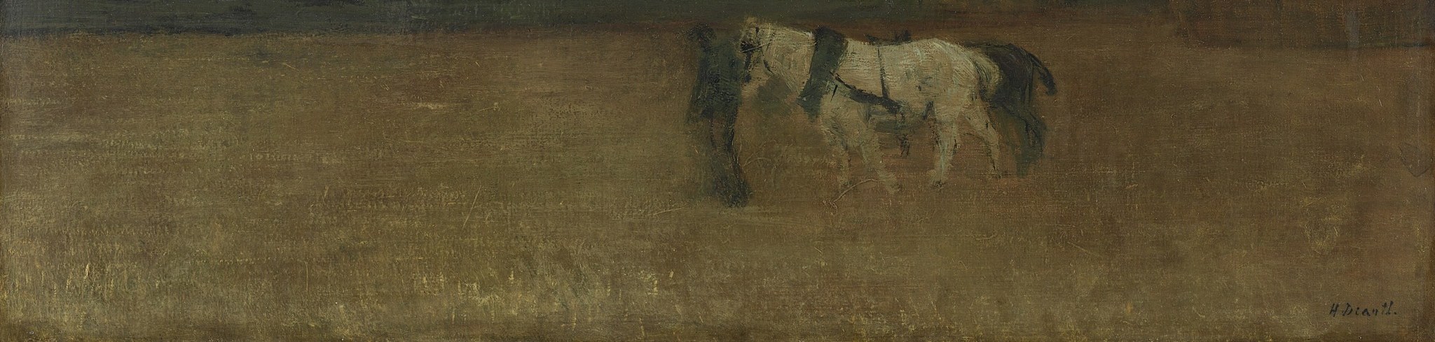 Notice the texture of the stubble field, suggesting autumn.