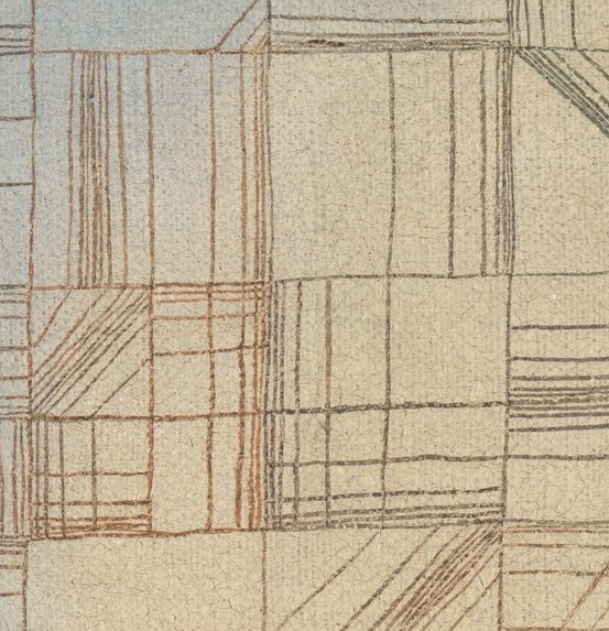 These horizontal lines anchor the forms.