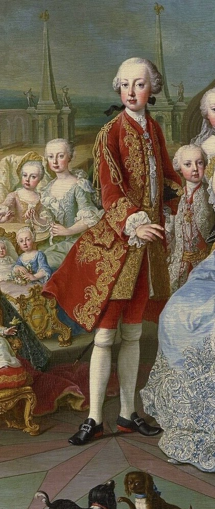 Their son Joseph, future Holy Roman Emperor, stands between them.