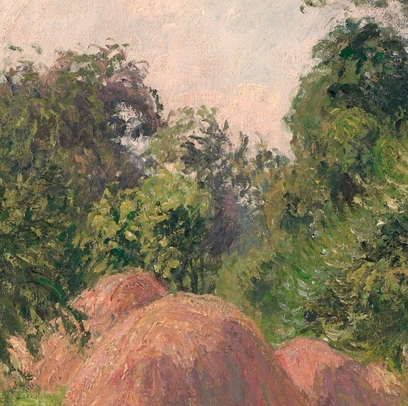 He builds the scene in thick ridges of paint.