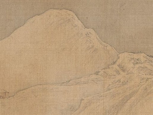 The mountain is built from dry, rubbed brushstrokes.