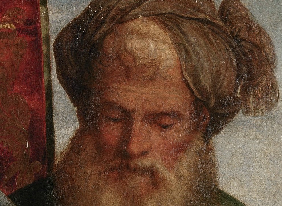 Two male saints and a younger boy join the intimate scene.