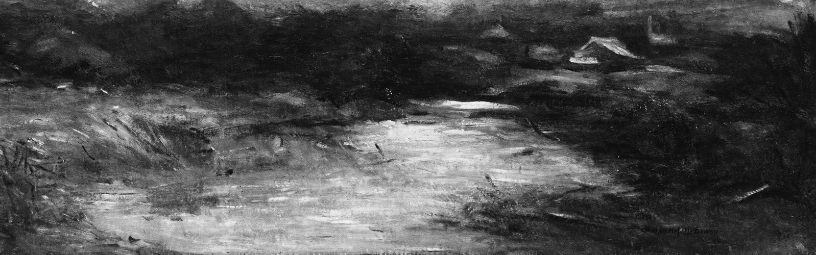 Water reflects the muted sky.