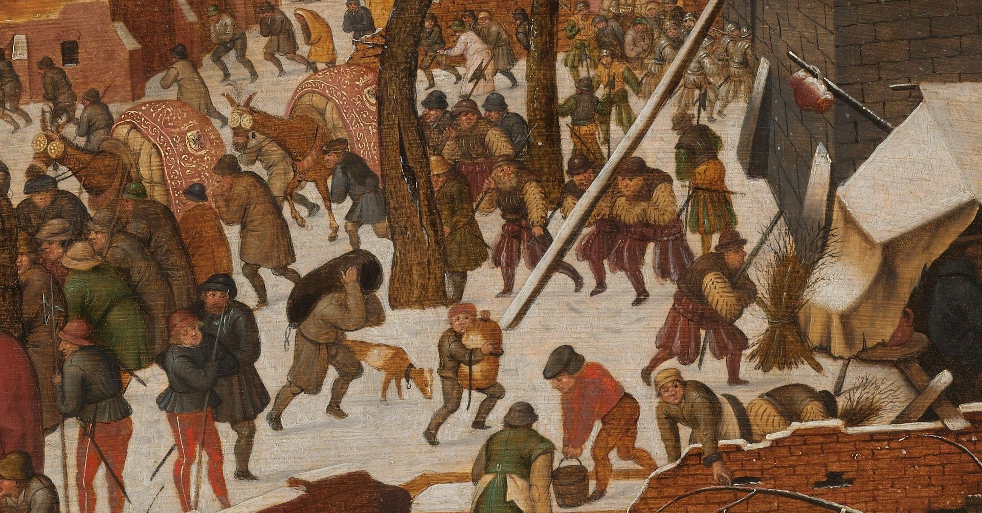 But the painter, Brueghel the Younger, fills the scene with daily life.