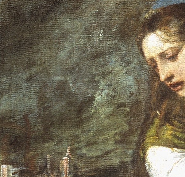 She is Saint Margaret, legendary for defeating a dragon.