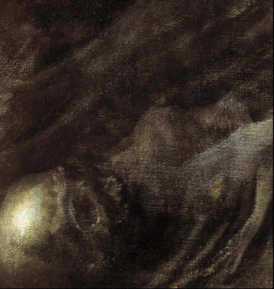 A skull fragment in the foreground suggests previous victims.