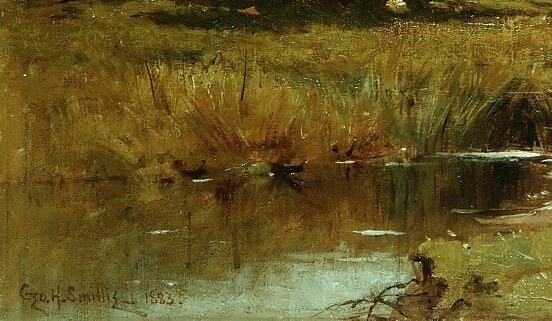 The painter worked outdoors, on the spot, in the cooling air.