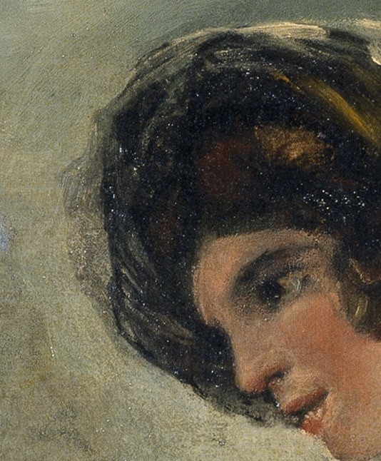 The loose styling adds to the informal and intimate feel of the portrait.