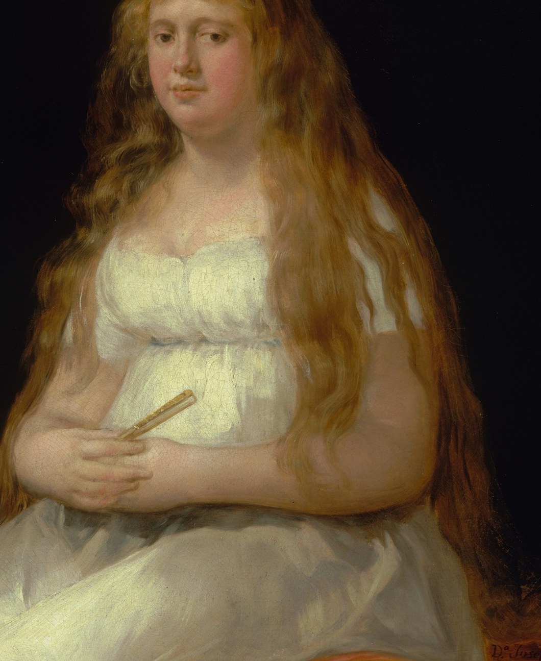 Goya's brushstrokes are visible, giving her hair a tactile quality.