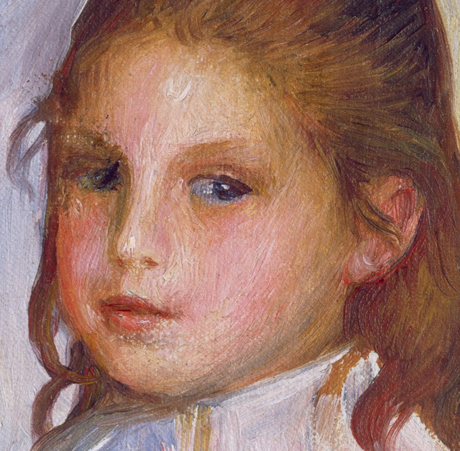 The painter, Renoir, focused on her gentle features.