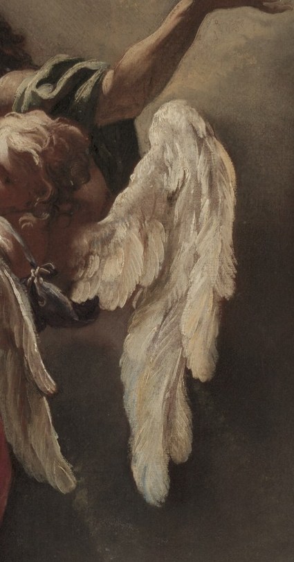 Angelic wings suggest lightness and movement.
