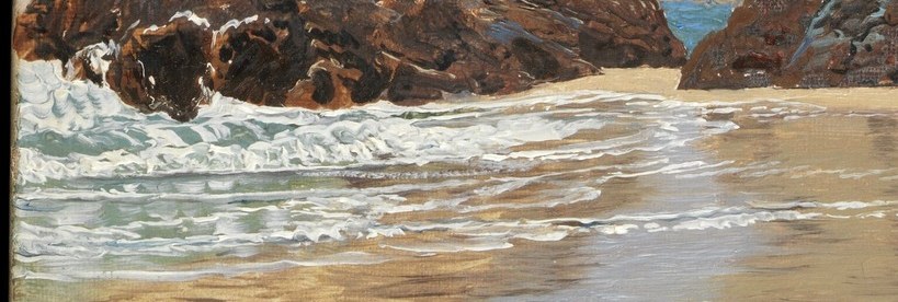 Look at the crashing waves, painted with careful observation.