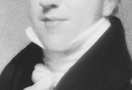 His white cravat and dark coat were fashionable for gentlemen then.