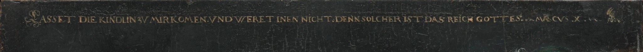 The inscription above quotes the Gospel: suffer the children to come.