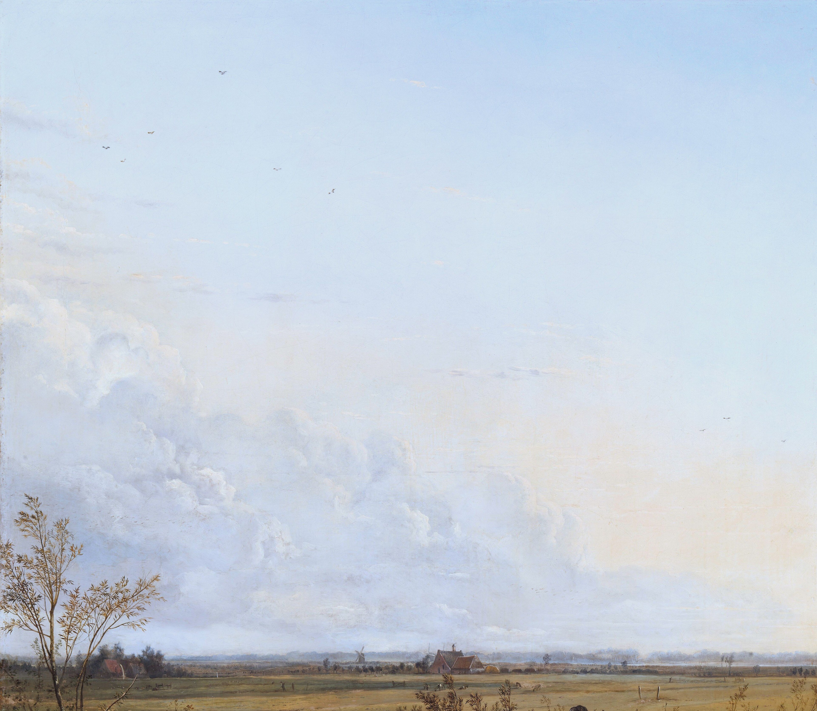 The soft, luminous clouds contribute to the tranquil atmosphere and demonstrate the artist's skill in rendering light and atmosphere.