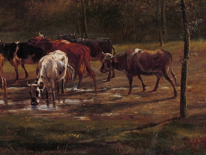 The artist specialized in animals, especially cows.