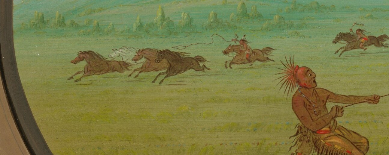 These horses appear to be fleeing, adding to the sense of movement and chaos in the scene.
