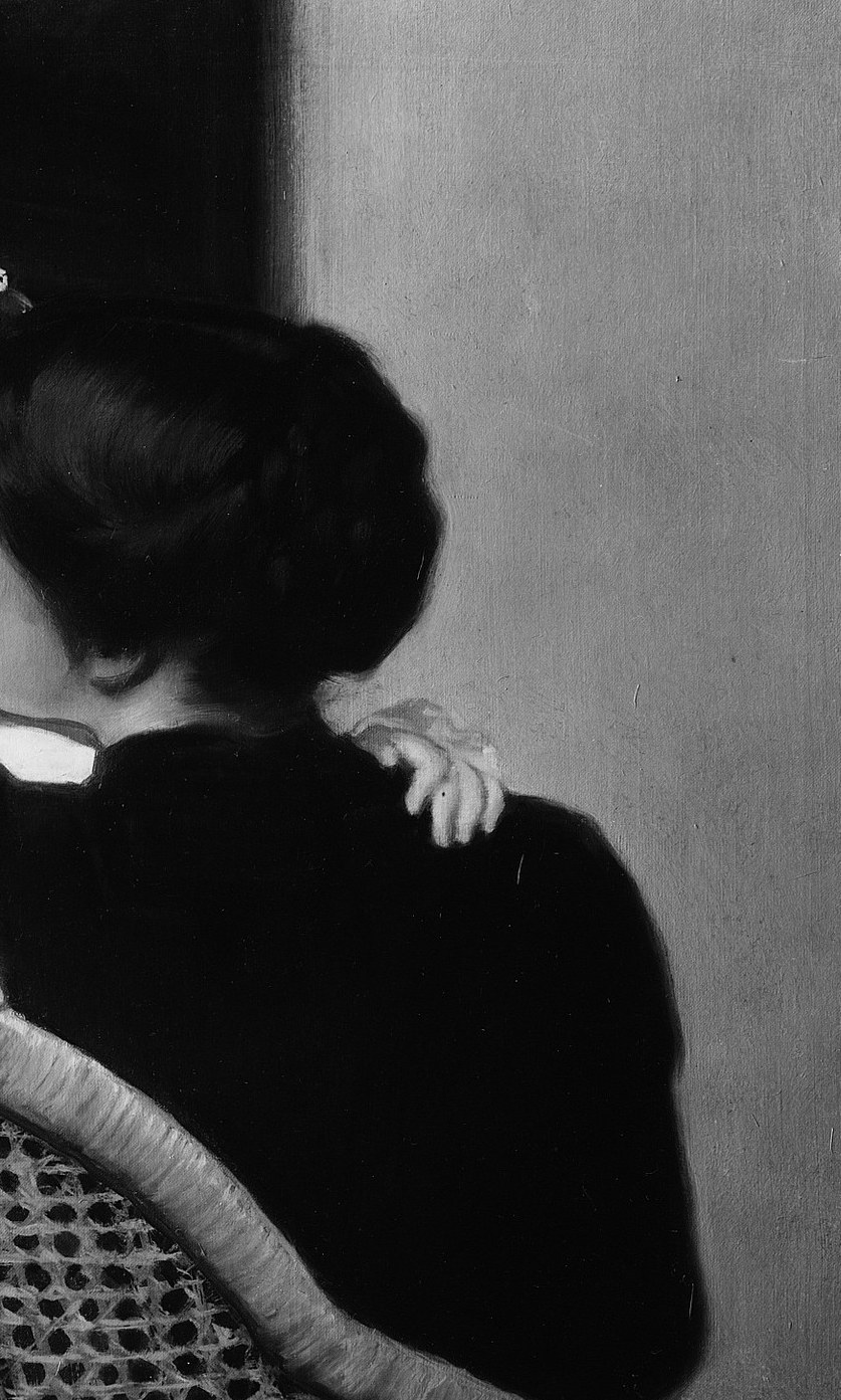 But the mother is painted almost entirely in shadow.