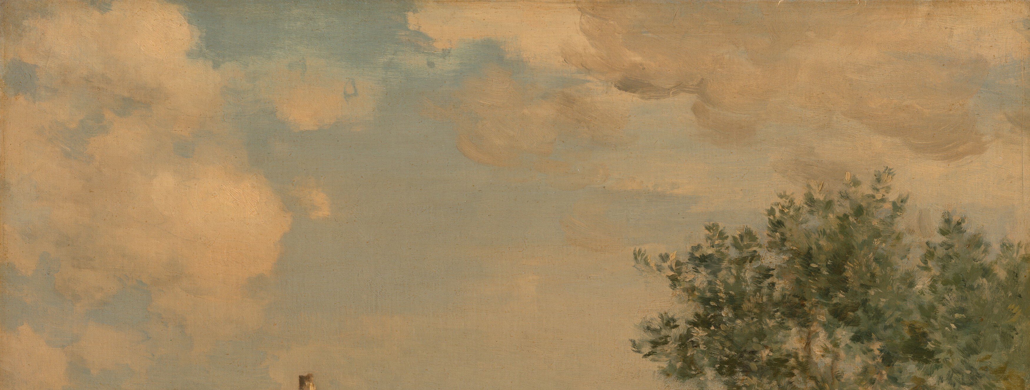Notice the soft, cloudy sky, rendered in delicate yellows and blues.