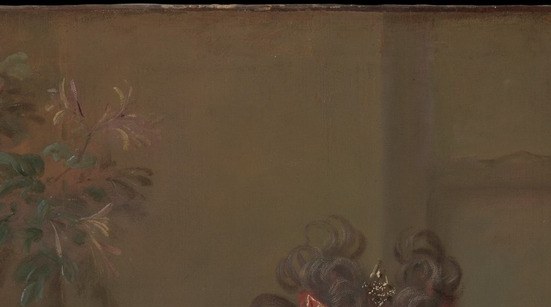 The fontange was a 1690s court fashion that fell out of style by 1710, making it a precise date-stamp; its intricate lace tiers reward a slow zoom and locate the sitter within a narrow slice of Versailles-era culture